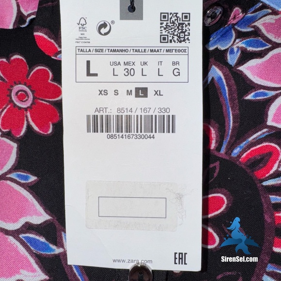 1127 NWT Zara Long Sleeve Floral Dress - Size L - Black/Pink/Blue - Picture 8 of 16